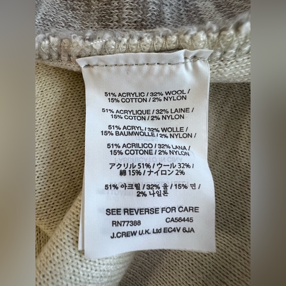 J. Crew Gray / Cream Acrylic Wool Blend Sweater Sz Medium Women’s - Picture 7 of 11